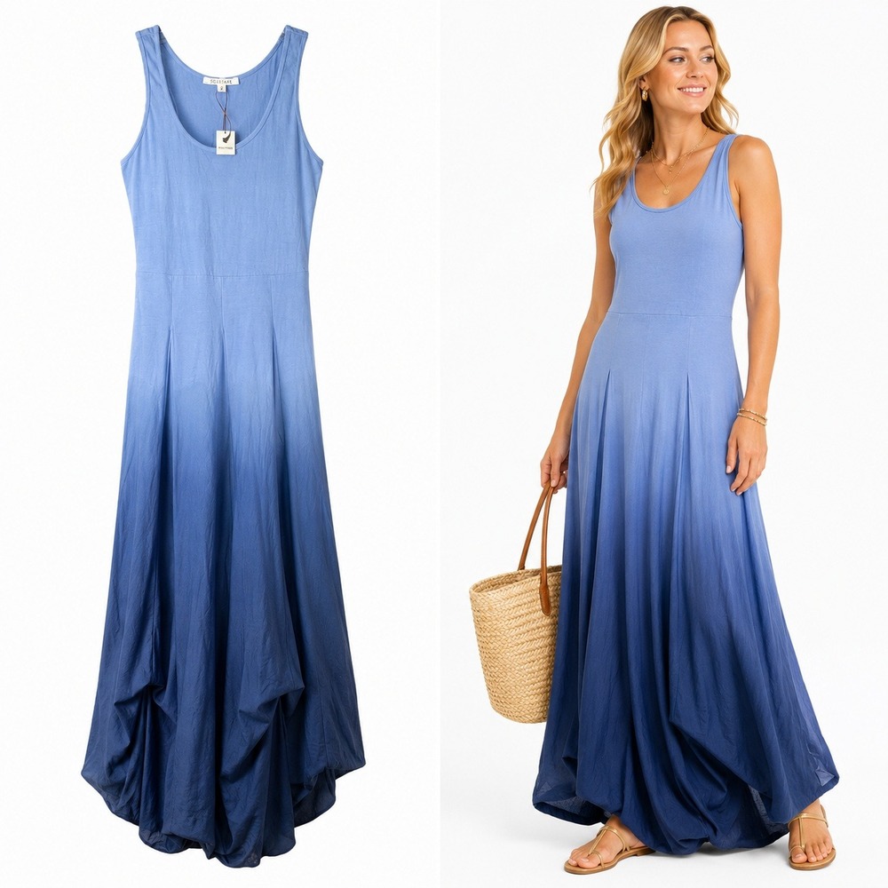 Solitaire Womens S Blue Ombre Maxi Dress NWT Sleeveless Sundress Resort Beach